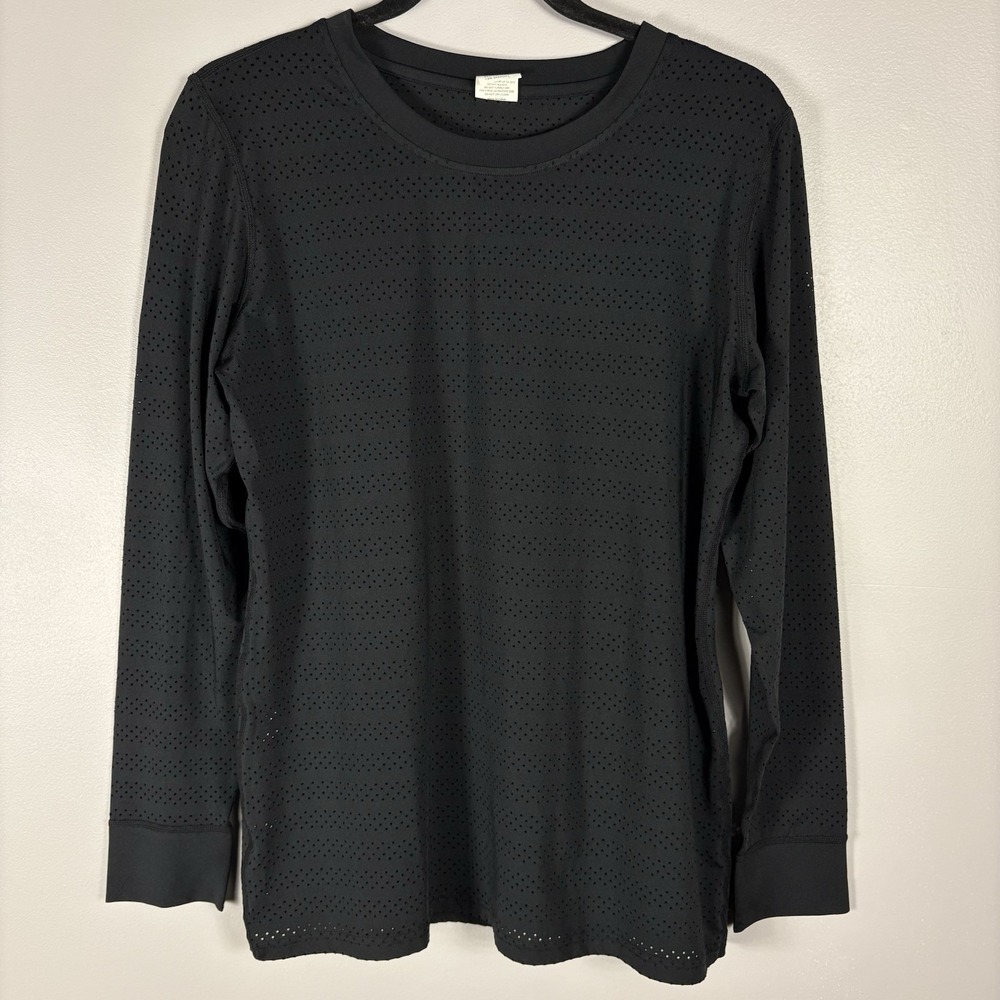 Zyia Active Womens Large Black Mesh Crew Neck Long Sleeve Stretch Pullover Shirt